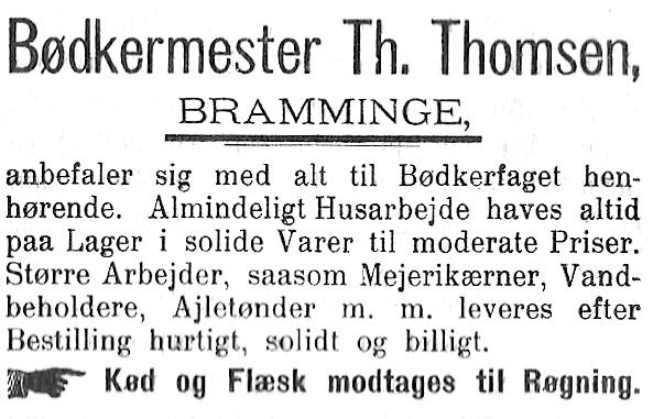 Annonce Bødkermester Th. Thomsen