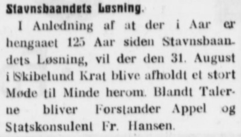 Stavnsbåndets løsning - 125 år